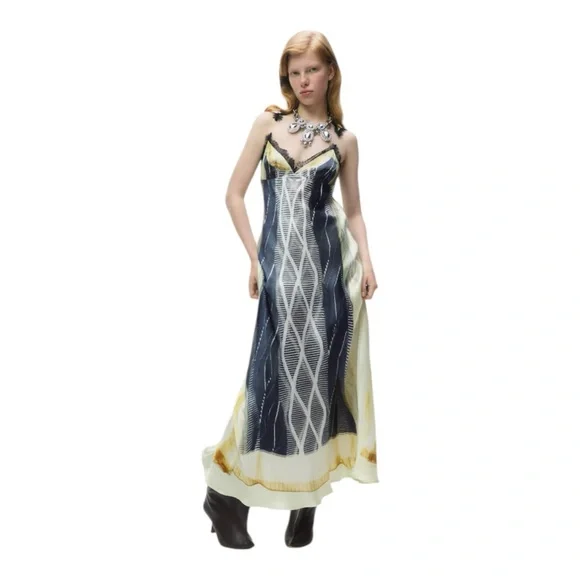 💥SOLD💥NWT Glenn Martens x H&M Satin Trompe L'oeil Print Invisible Strap Dress - Picture 7 of 8